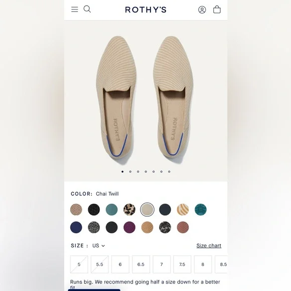 Rothy’s The Almond Loafer - Chai Twill - Picture 2 of 5